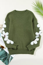 Load image into Gallery viewer, Flower Round Neck Long Sleeve Sweater