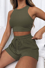 Load image into Gallery viewer, Round Neck Top and Drawstring Shorts Set