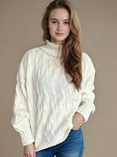 Load image into Gallery viewer, Cable-Knit Turtleneck Long Sleeve Sweater
