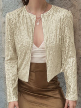 Load image into Gallery viewer, Full Size Sequin Open Front Cropped Jacket