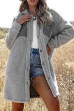 Load image into Gallery viewer, Collared Neck Long Sleeve Longline Teddy Jacket