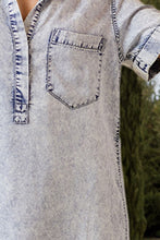 Load image into Gallery viewer, Pocketed Collared Neck Short Sleeve Denim Dress