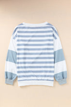 Load image into Gallery viewer, Football Striped Round Neck Long Sleeve Sweatshirt