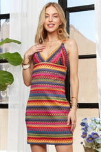 Load image into Gallery viewer, ADORA Contrast Striped V-Neck Mini Dress