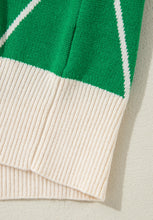 Load image into Gallery viewer, Diamond Pattern Contrast Trim Mock Neck Sweater