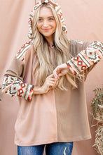 Load image into Gallery viewer, And The Why Printed Color Block Hooded Waffle Top