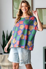 Load image into Gallery viewer, HOPELY Full Size Floral Round Neck Side Slit T-Shirt
