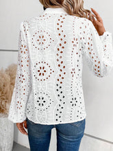 Load image into Gallery viewer, Cutout Notched Long Sleeve Blouse