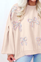 Load image into Gallery viewer, Bow Round Neck Long Sleeve Sweatshirt