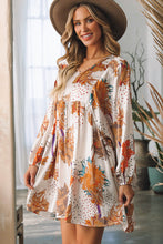 Load image into Gallery viewer, Printed V-Neck Balloon Sleeve Mini Dress