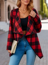 Load image into Gallery viewer, Plaid Open Front Long Sleeve Jacket