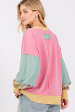 Load image into Gallery viewer, SAGE + FIG Mineral Wash Raw Edge Color Block Sweatshirt