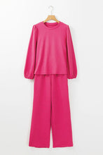 Load image into Gallery viewer, Round Neck Long Sleeve Top and Pants Set