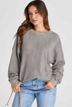 Load image into Gallery viewer, Waffle-Knit Long Sleeve Sweatshirt