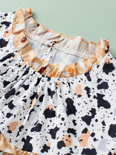 Load image into Gallery viewer, Ruffled Printed Mock Neck Cap Sleeve Blouse