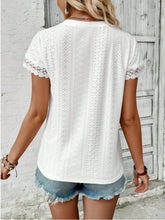 Load image into Gallery viewer, Lace Detail Round Neck Short Sleeve Blouse