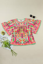 Load image into Gallery viewer, Plus Size Printed Round Neck Half Sleeve Blouse