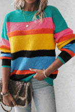 Load image into Gallery viewer, Contrast Round Neck Dropped Shoulder Sweater
