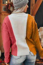 Load image into Gallery viewer, Color Block Textured Drop Shoulder Sweater