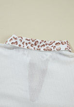 Load image into Gallery viewer, Waffle-Knit Leopard Johnny Collar Long Sleeve Top