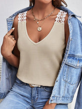Load image into Gallery viewer, Lace Detail Waffle-Knit V-Neck Tank