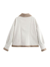 Load image into Gallery viewer, Fuzzy Collared Neck Long Sleeve Jacket