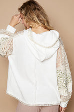 Load image into Gallery viewer, POL Star Patch Lace Contrast Long Sleeve Hooded Top