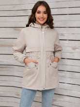 Load image into Gallery viewer, Drawstring Long Sleeve Hooded Jacket