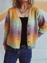 Load image into Gallery viewer, Gradient Heart Shape Button V-Neck Cardigan