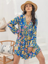 Load image into Gallery viewer, Printed V-Neck Balloon Sleeve Mini Dress