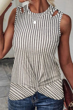 Load image into Gallery viewer, Cutout Striped Round Neck Tank