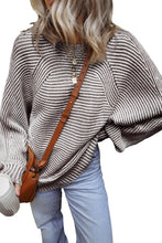 Load image into Gallery viewer, Textured Striped Round Neck Long Sleeve Top