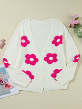 Load image into Gallery viewer, Flower Open Front Long Sleeve Cardigan