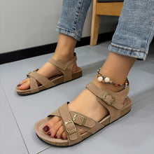 Load image into Gallery viewer, Open Toe Flat Buckle Sandals