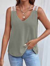 Load image into Gallery viewer, Lace Detail Waffle-Knit V-Neck Tank