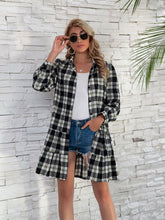 Load image into Gallery viewer, Ruffle Hem Plaid Button Down Long Sleeve Dress