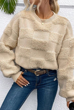 Load image into Gallery viewer, Checkered Round Neck Dropped Shoulder Sweater