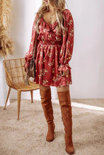 Load image into Gallery viewer, Ruffled Surplice Flounce Sleeve Mini Dress
