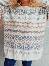 Load image into Gallery viewer, Geometric Round Neck Dropped Shoulder Sweater