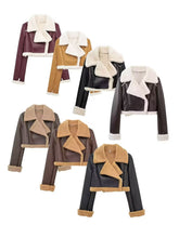 Load image into Gallery viewer, Collared Neck Long Sleeve Plush Cropped Jacket
