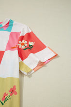 Load image into Gallery viewer, Checker Print Round Neck Short Sleeve T-Shirt