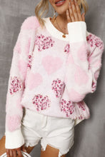 Load image into Gallery viewer, Pearl Detail Heart Round Neck Sweater