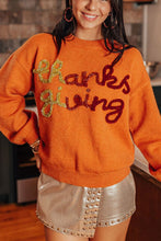 Load image into Gallery viewer, THANKSGIVING Round Neck Dropped Shoulder Sweater