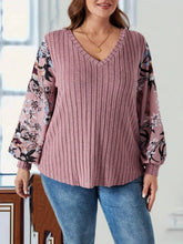 Load image into Gallery viewer, Plus Size Printed V-Neck Long Sleeve T-Shirt