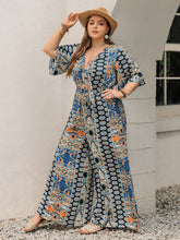 Load image into Gallery viewer, Plus Size Printed Half Sleeve Wide Leg Jumpsuit