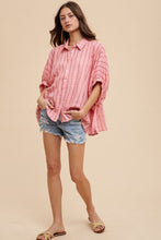 Load image into Gallery viewer, Annie Wear Striped Button Up Half Sleeve Shirt