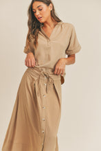 Load image into Gallery viewer, MABLE Short Sleeve Top and Button Down Midi Skirt Set
