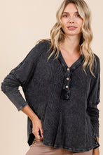 Load image into Gallery viewer, Mittoshop Washed V-Neck Long Sleeve Blouse