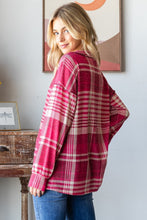 Load image into Gallery viewer, Heimish Plaid Drop Shoulder V-Neck T-Shirt