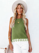 Load image into Gallery viewer, Cutout Tassel Round Neck Tank